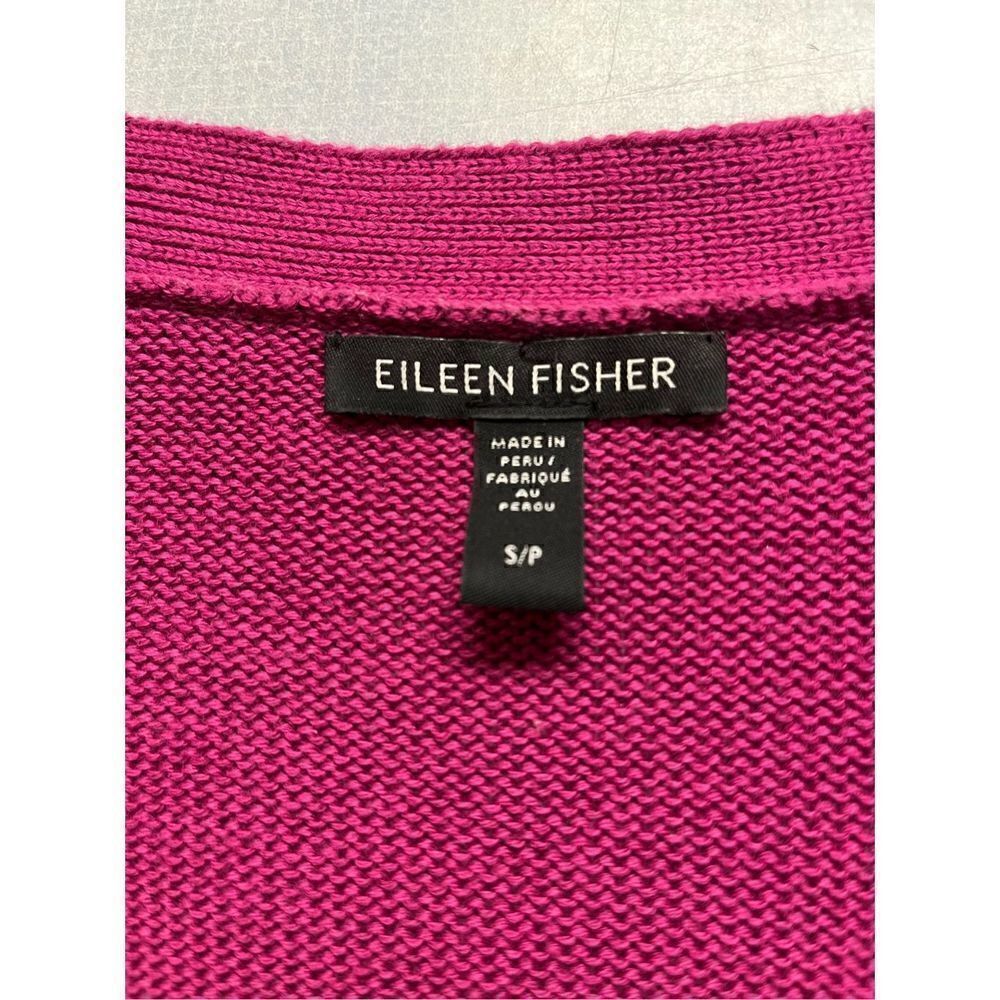Eileen Fisher Raspberry Pink V-Neck Button Cardigan - Picture 3 of 3
